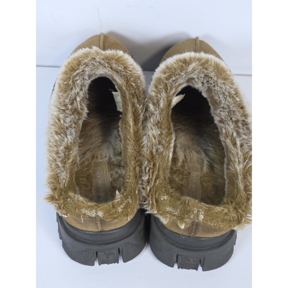 Skechers Womens 8 Shindigs Fortress Suede Fur Clog Slipper Gorpcore Brown Cozy - Picture 5 of 10